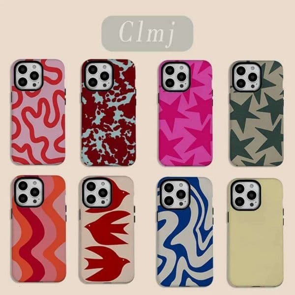 Luxury Clmj BUGR Fashion Vintage Large Stars Phone Case for iPhone 17 16e 16 15 14 13 12 11 Air Pro Max Plus Double-layer Cover J260530