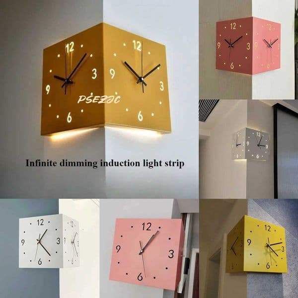 Family Wall Clock Living Room Simple Corner Creative Wall Clock Fashion Yang Corner Clock Metal Restaurant W250107 Y260530