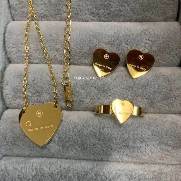 gg Necklace Women Top Quality Designer Earrings Necklace Rings Simple G Letter Titanium Steel High Polished Heart Love Pendant Fashion Jewelry g Necklace aef