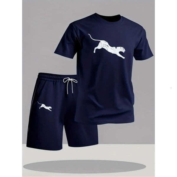 Summer mens sportswear set fashionable round neck short sleeved T-shirt shorts high-quality casual sports style mens clearance M260530