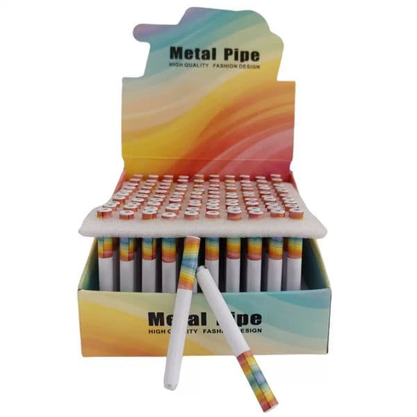 Newest Cigarette Shape Smoking metal Pipes 78mm Aluminum One Hitter Color Pocket Portable Steel Hand Tobacco Pipe Accessories