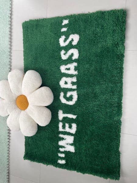WET GRASS Rug Green Grass Classic Handmade Flocked 50*80cm Carpet Decor Parlor Bedroom Playroom Artistic Premium Floor Mat