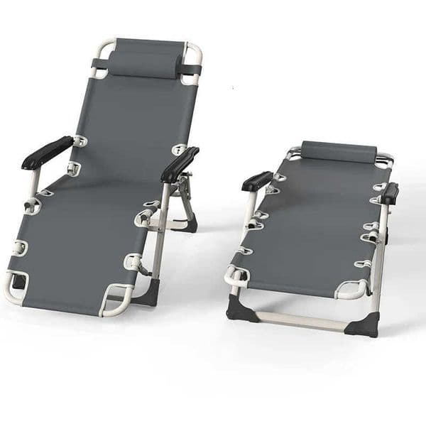 Outdoor Adjustable Reclining Folding Beach Sunbed Lounger Chair Garden Chair Deck Installation-Free Pool Chair H260530