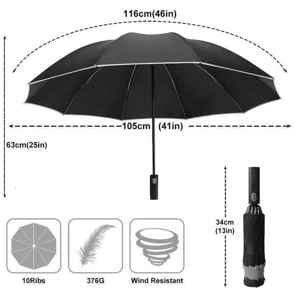 Windproof Reverse Automatic Umbrella Rain Women Men Car Large Business 3Folding Umbrellas 10 Ribs Reflective Stripe ParaguasJ260530
