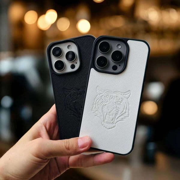 Imprint Tiger phone case for iphone 16 15 14 plus 13 12 11 pro max 16E cover Luxury Cross leather funda cases streetwear carcasa J260530