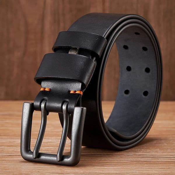 43cm Thick High Quality Cowskin Genuine Leather Belt For Men y ner Male Double Pin Buckle Cowboy Jeans Strap 260530