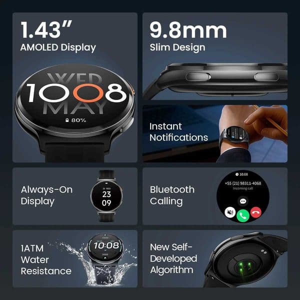 HAYLOU Solar Lite 2 Smartwatch 143 AMOLED Display 24h Health Monitoring 150 Sports Modes Vo Calling Smart Watch 1ATMJ260530