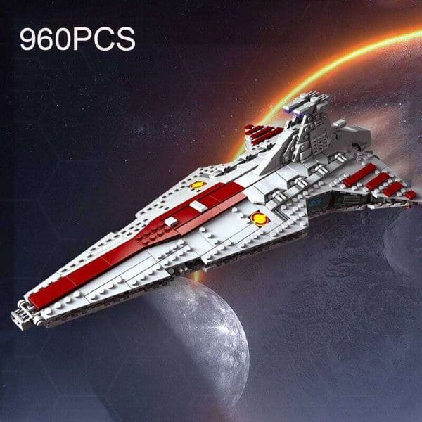 960PCS Space Battleship Building Blocks Spaceship Defense Ship MOC Model Bricks Kits Desktop Decoration Adult Toy Birthday Gifts W260530
