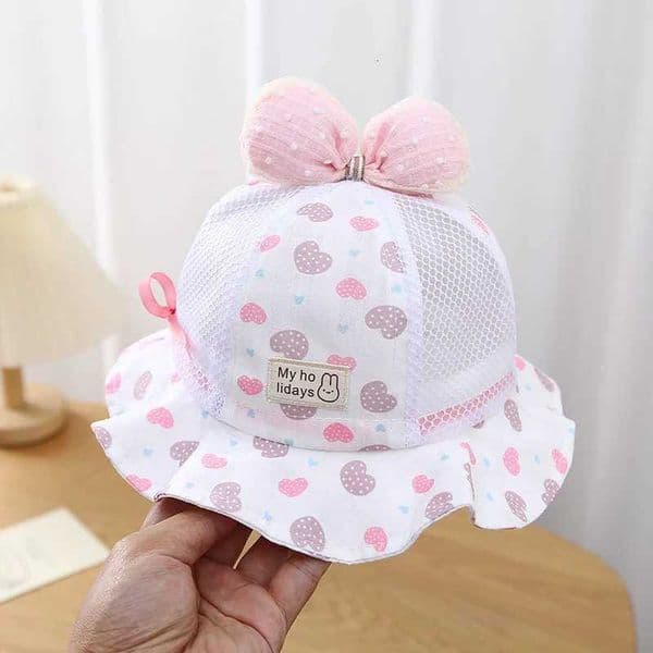 Summer Baby Fisherman Hats Thin Breathable Children Sunshade Visors Cute Bow Toddler Basin Hat Wide Brim Kids Sun Protection Cap M260530