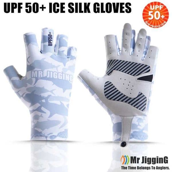 Mr JigginG Ice Silk Fishing Gloves UPF50 Summer Anti-Slip Outdoor Cycling Highelastic Sports Gloves Fishing Tools EquipmentR260530