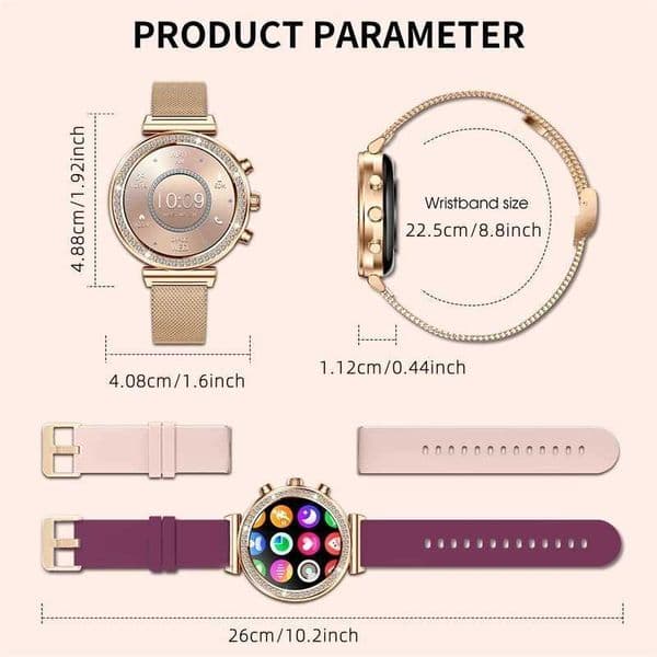 Ladies Smartwatch Answering/making Calls Message Push Cpatible With For IPhone/Android Phones 127-inch Fl Touch SnJ260530