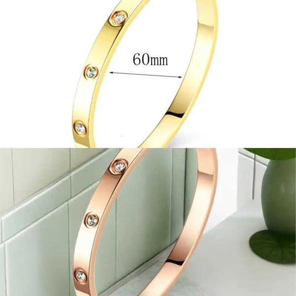 New Design Zircon inlaid s Bangles For Women Gold Silver Color Stainless Steel Waterproof Luxury Brand Jewelry Gifts L260530