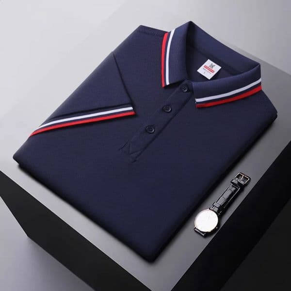 Summer Ice Silk Polo Shirt High-End T-Shirt Solid Color Half Sleeve Non-Marking Casual Lapels Business Thin Menswear 260525