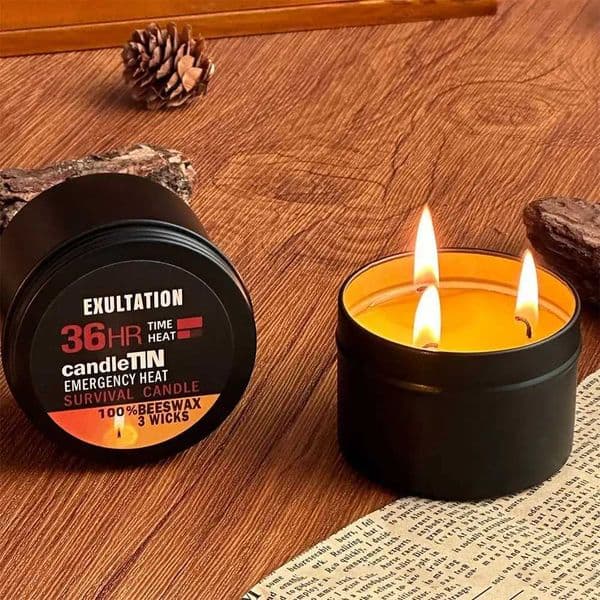 Survival Candle 3 Wicks Small Portable 36 Hours Burning Natural Long Lasting Candles Romantic Ambience for Camping C260530