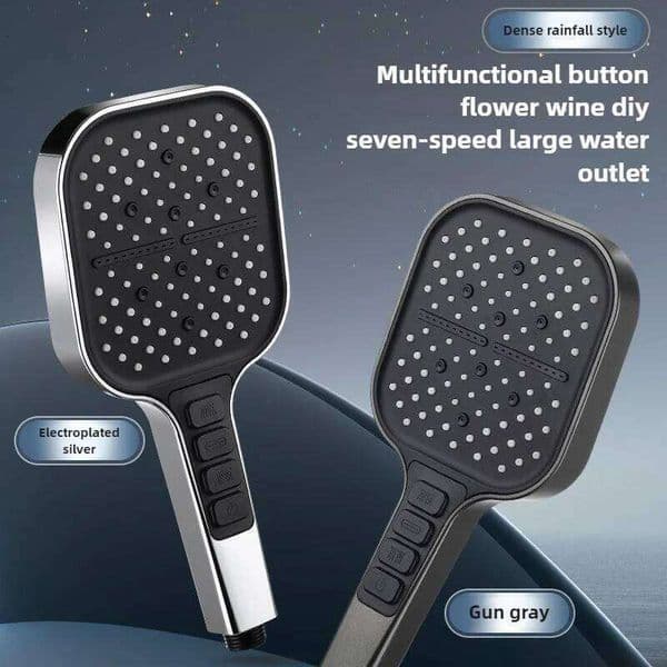 7 Speed Modes Adjustable Handheld High Pressure Shower Head with Multifunctional Button Bathroom Accessories 26Y0527
