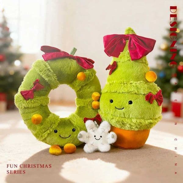 Christmas Beautiful Wreath Tree Snow Pendent Plush Delicate Cute Festival Gifts Door Home Bag Decro L260529