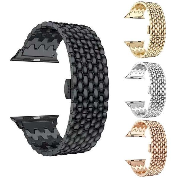 Smart Straps Seven Bead Dragon Patterned Bracelet Chain Link Band fit iWatch 11 10 9 8 7 6 5 4 SE Strap for Apple Watch Ultra 3 2 Series 9 38/40/41mm 42/44/45/46/49mm Watchband