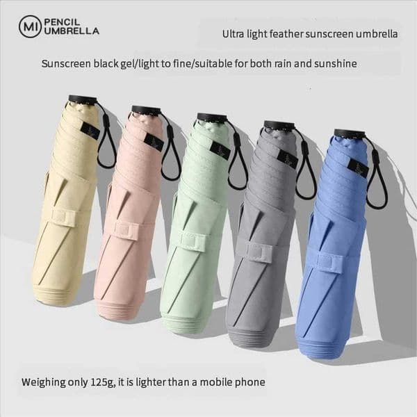 125g Japanese ultra-light portable sun umbrella sun protection and ultraviolet rain dual-purpose 3-fold 6-bone pencil umbrella fJ260530