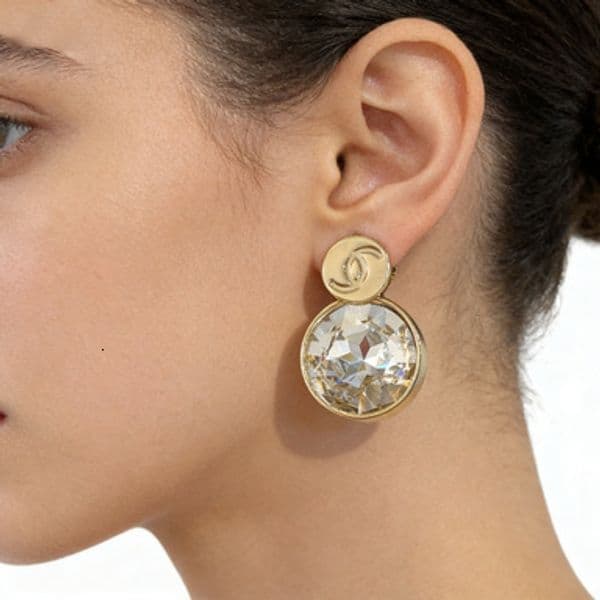 cc earrings channels channeled jewelry stylish models gold round large diamond stud earrings crystal fashion earrings