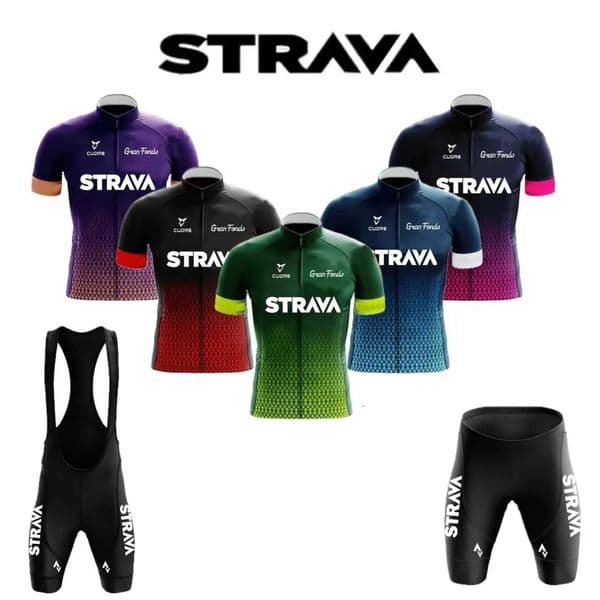 Strava Jersey Set Mens Bib Shorts Bike Short Sleeve Shorts for Road Bikes Mountain Bike Riding Wear Quick Dry BreathableR260530
