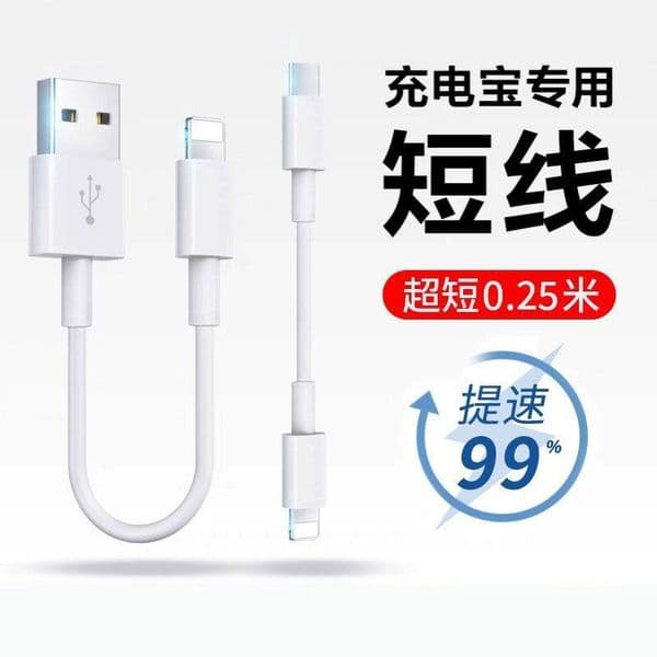 Portable Short Pd Fast Charging Cable 12w Output 25cm Length Compatible With Iphone Devices Suitable For Power Bank Use Universal Data