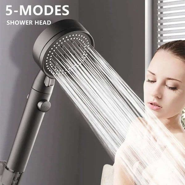 High Pressure Shower Head 5 Modes Adjustable Showerheads with Hose Water Saving One-Key Stop Spray Nozzle Bathroom Accessories 26Y0527