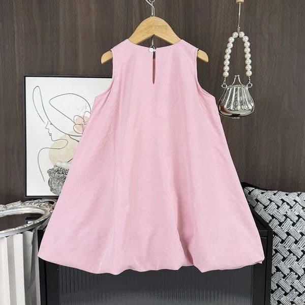 Girls Summer Korean Version Fashion Casual Cute Sleeveless Bow Decoration Princess Dress 1 Pc 3-7 Years Kids Party Sweet Clothes M260529