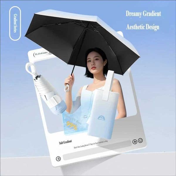5-Fold 6-Rib Gradient Sun Umbrella UV Protection Pocket Capsule Umbrella Dual-use for Sun RainJ260530