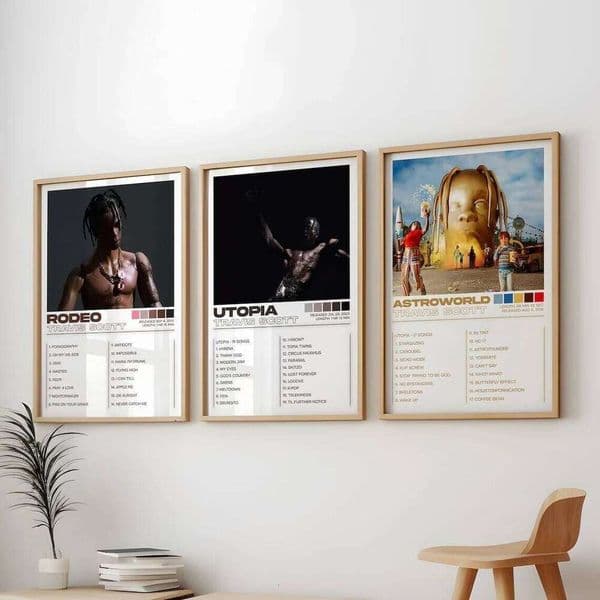 3pcs/Set Modern Travis Scott Albums Cover Songs Music Rap Wall Art Canvas Painting Posters For Living Room Home Decor 26Y0527