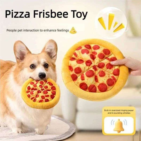 Squeaky Plush Dog Doughnut Pizza Design, Interactive Teeth Cleaning Chew Toy for Puppy Small Large Dogs Pet Supplies 26L0530