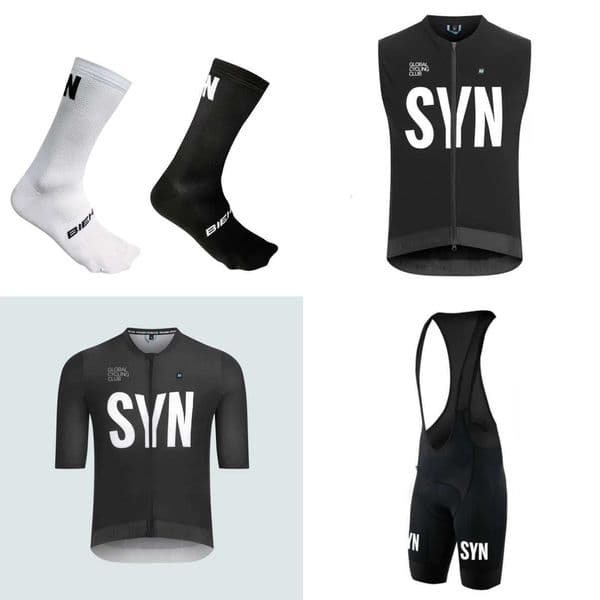 Summer short sleeve Bicycle suit 2026 Black Blue SYN convenient cycling Jersey and bib shorts 4-piece setR260530