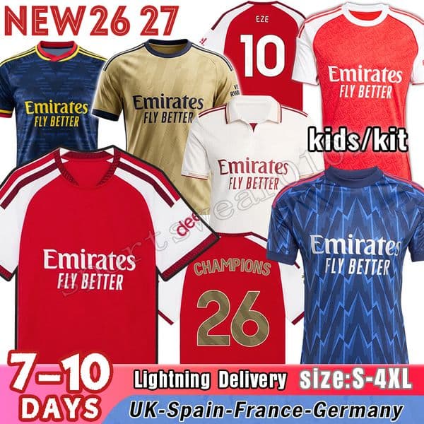 26 27 Jerseys SAKA Jersey arsenalss champions EZE MARTINELLI RICE GYOKERES ODEGAARD Football shirts HAVERTZ ZUBIMENDI SALIBA 25 26 Adult Kids kit