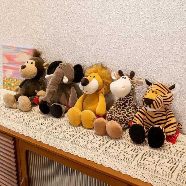 25cm Stuffed Lifelike Lion Tiger Elephant Monkey Leopard Giraffe Raccoon Doll Simulation Forest Animals Plush Toys for Kids Gift L260529