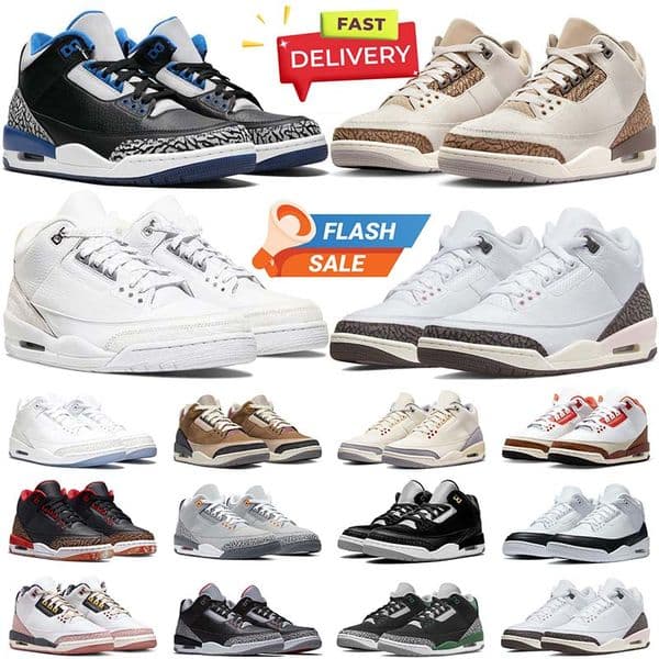 Black Cement White 3s Outdoor Shoes Family Affair UNC WMNS Laser Orange Midnight Navy Blue Fragment Men Outdoor Sports Sneakers With Original Box