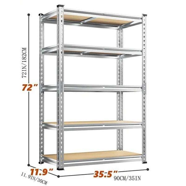Five layer garage shelves with adjustable metal shelves suitable for garages kitchens and bedrooms C260529