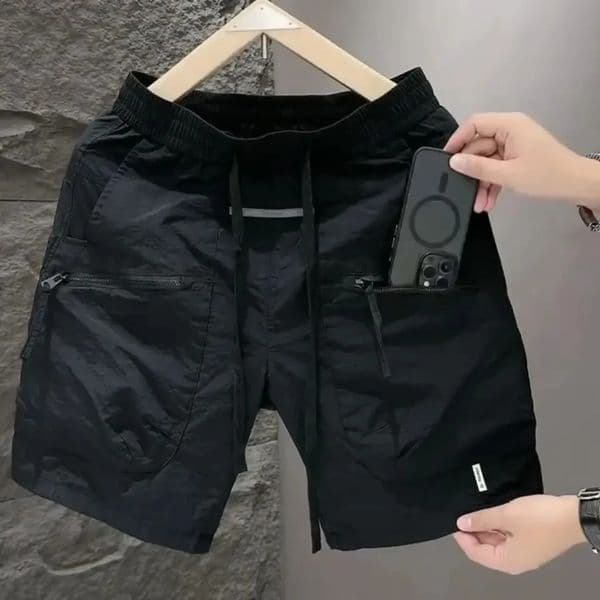Mens Summer Pocket Zipper Cargo Shorts Trendy Versatile Loose Quick drying Sports Loose Casual Five point Beach Pants 260516