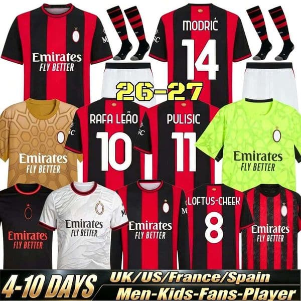 3XL 4XL 25 26 27 MODRIC PULISIC RAFA LEAO 125-Year Anniversary soccer jerseys 2026 LOFTUS-CHEEK Gimenez football shirts THEO Men Kids Kit Milans fourth uniforms