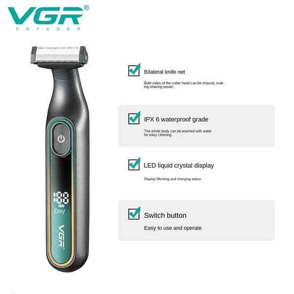 VGR Razor Professional Shaver Portable Body Hair Trimmer IPX6 Waterproof Beard Trimmer Rechargeable Shaver Electric Men V-360J260530
