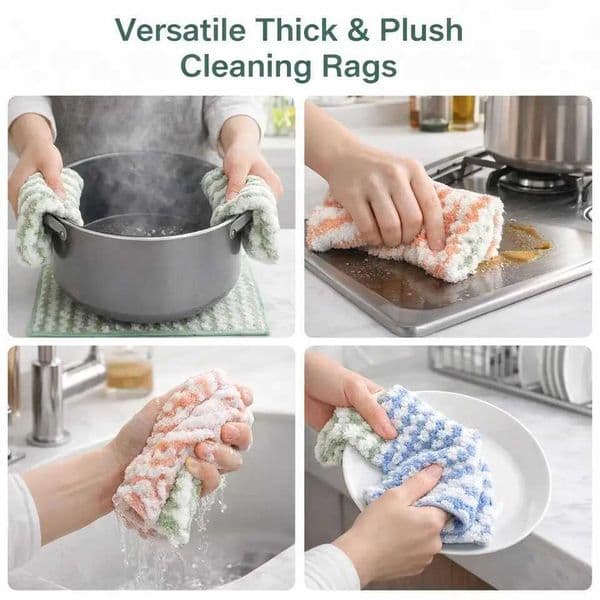 30-pack Non-stick Sewage-resistant Corrugated Microfiber Kitchen Cloths - Household Cleaning Cloths C260530