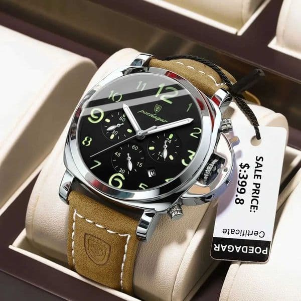 POEDAGAR Luxury Military Watch For Men Waterproof Luminous Leather Man Watch Quartz High Quality Mens Sports Watches Male RelojR260530