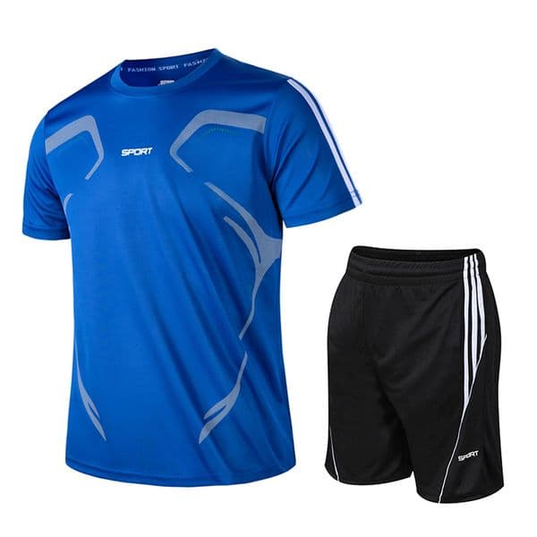 Summer crew neck men's and women's sports set breathable Korean version slim fit fat man shorts trendy men's casual set short sleeve plus size and extra size
