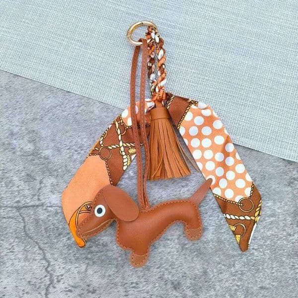 Creative Cute Sausage Dog PU Leather Bag Pendant Car Keychain Decorative Hanger Gift 26L0530