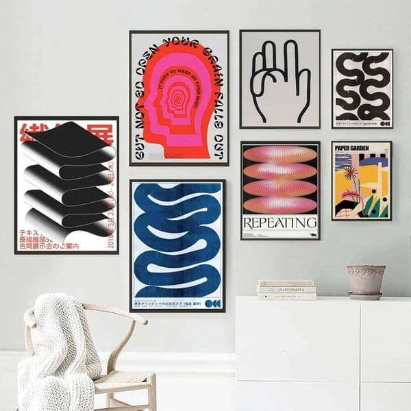 Japanese Vintage Abstract Open Your Mind Print Posters Blue Waves Wall Art Canvas Painting for Living Room Bedroom Home Decor 26Y0527