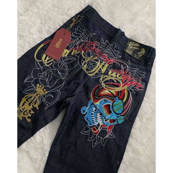 Vintage American Hip Hop Skull Head Knight Embroider Jeans Mens High Waisted Baggy Straight Denim Pant Streetwear Jean Y2k Pants 26L0530