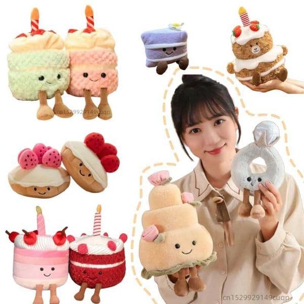 Kawaii Cartoon Hot Cake Plush Doll High Quality Soft Stuffed Fruit Strawberry Wedding Cake Simulation Food Plush Toy Home Decor L260529