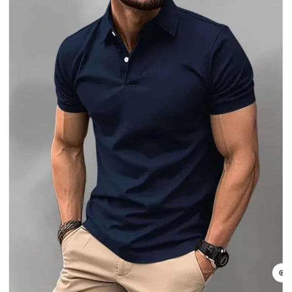 Men's Polos Summer POLO Shirt Solid Color Casual Button Down Lapel Short Sleeves 806