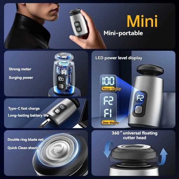 Mens Electric Shaver Mini Portable Rechargeable Shaver Car-Charging Cpact Razor Travel Shaver Gift for Boyfriend FatherJ260530