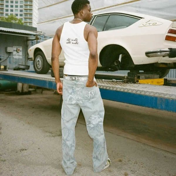 American Pants Hip Hop Streetwear Unisex Casual Y2k Retro Baggy Jeans Trendy Cupid Angel Pattern Men Women Straight Leg Jeans H260530