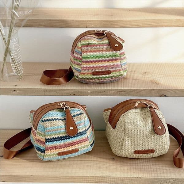2026 New Textured Woven Rainbow Crossbody Commuting Shell for Women Shopping Travel Versatile Fashionable Shoulder Bag