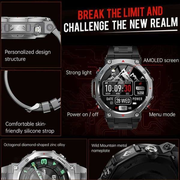 2026 New T-Rex 3 Military Grade Sports Smart Watch GPS Motion Track 5 ATM Waterproof Rate HD Call Smartwatch MenJ260530